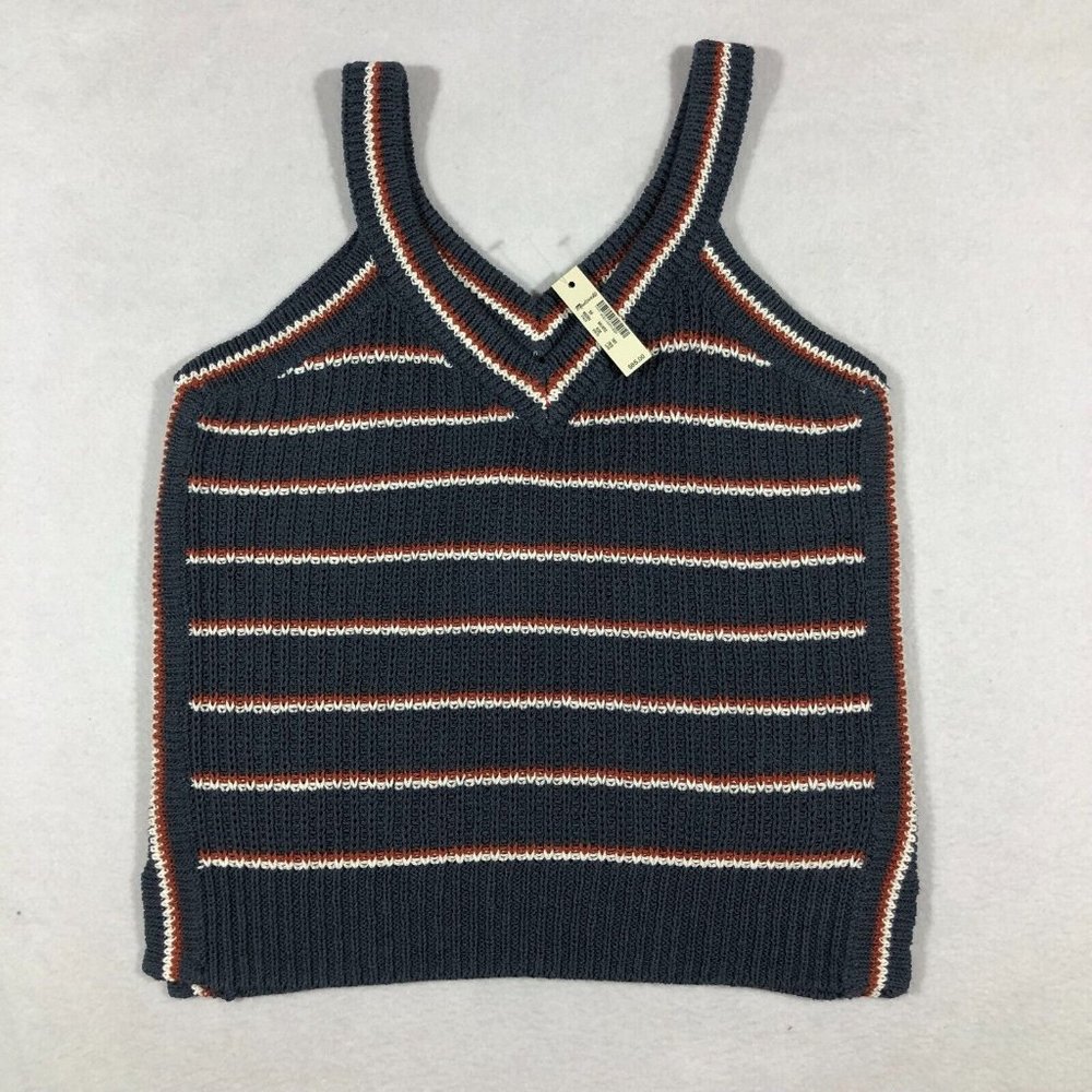 NEW Madewell Womens XS Stockton Sweater Tank in Stripe Knit Top H8206 NWT $65